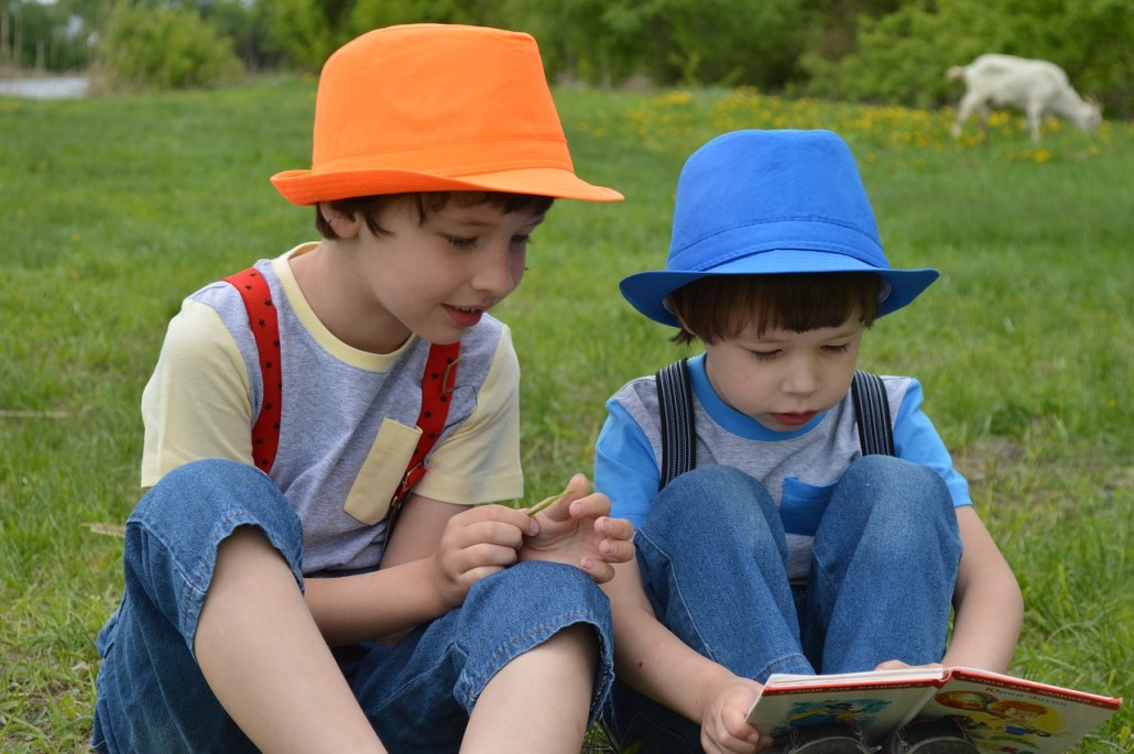 two kids speaking to each other