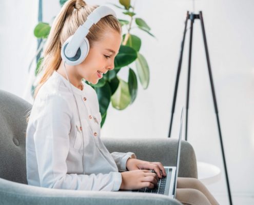 a child on a computer with a language disorder