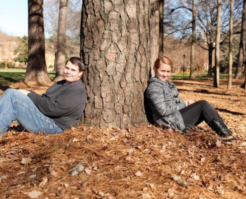 two teens doing online speech therapy