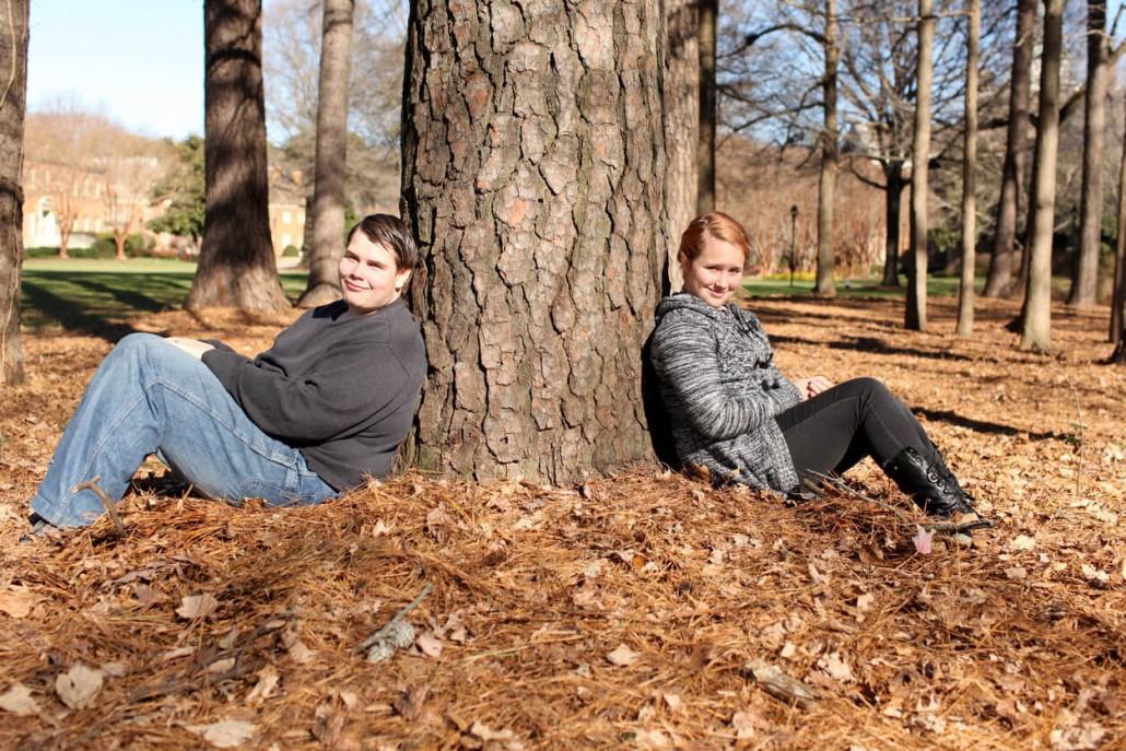 two teens doing online speech therapy