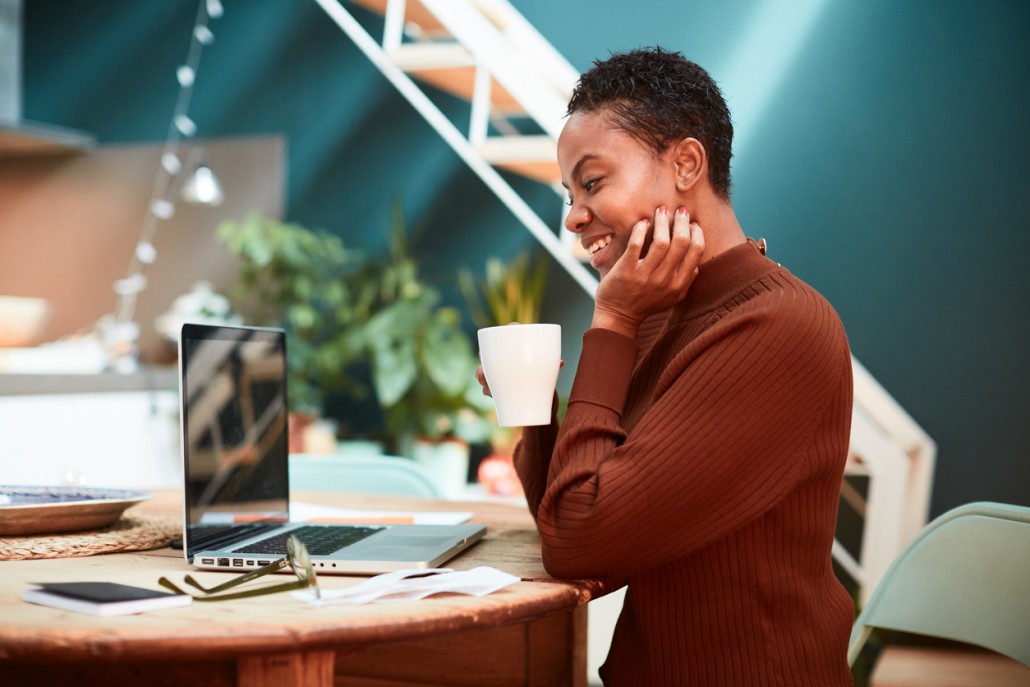 a woman with a stutter on her laptop