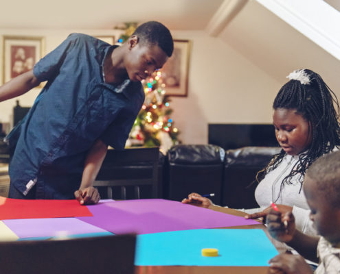 family using a vision board