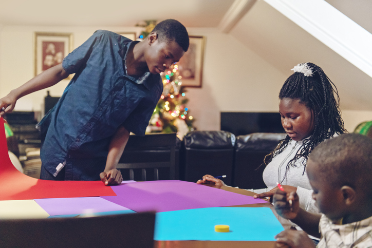 family using a vision board