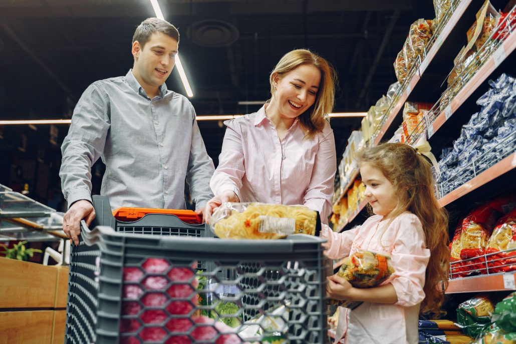 a family at the supermarket