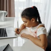 a child learning from home