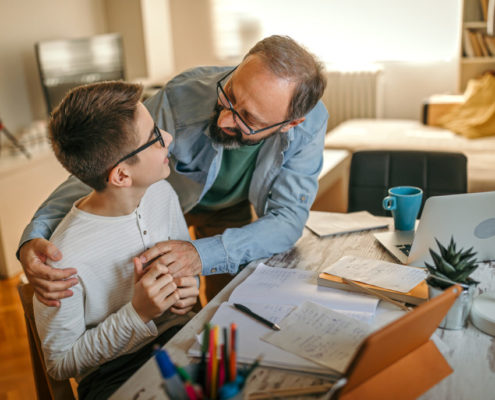 a boy and father with an executive functioning disorder