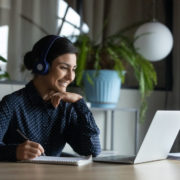 a woman receiving online accent training