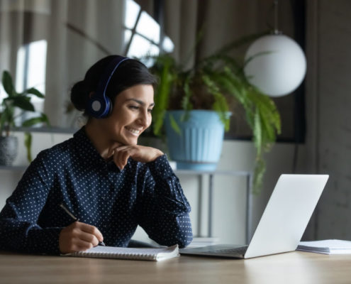 a woman receiving online accent training