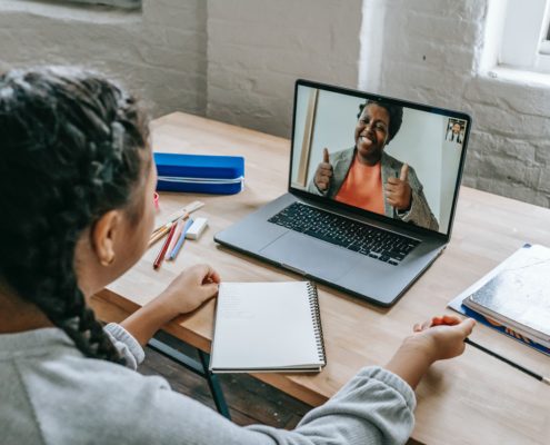 learning at home on a laptop in regards to memory and speech