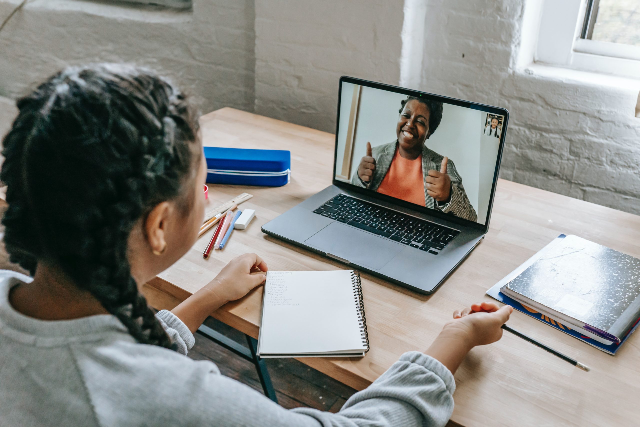 learning at home on a laptop in regards to memory and speech