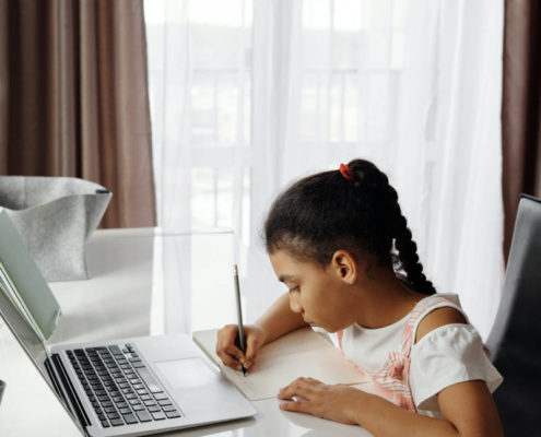 child preparing to go back to school