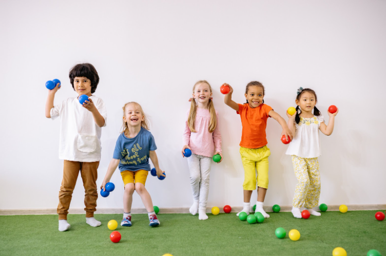 a group of children doing activities