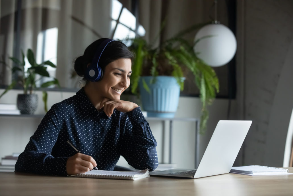 a woman receiving online accent training